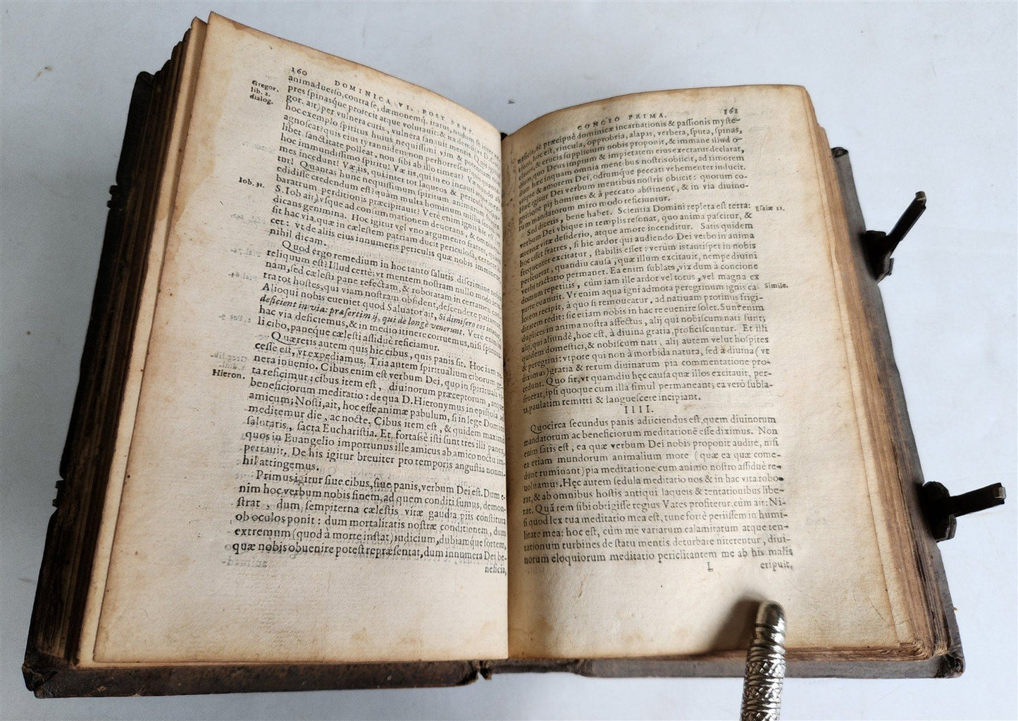 1581 SERMONS in LATIN Concionum de tempore antique PIGSKIN BINDING w/ CLASPS