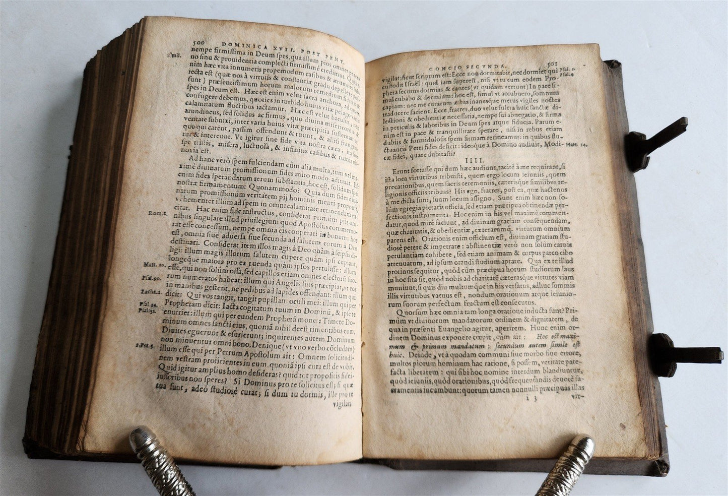 1581 SERMONS in LATIN Concionum de tempore antique PIGSKIN BINDING w/ CLASPS