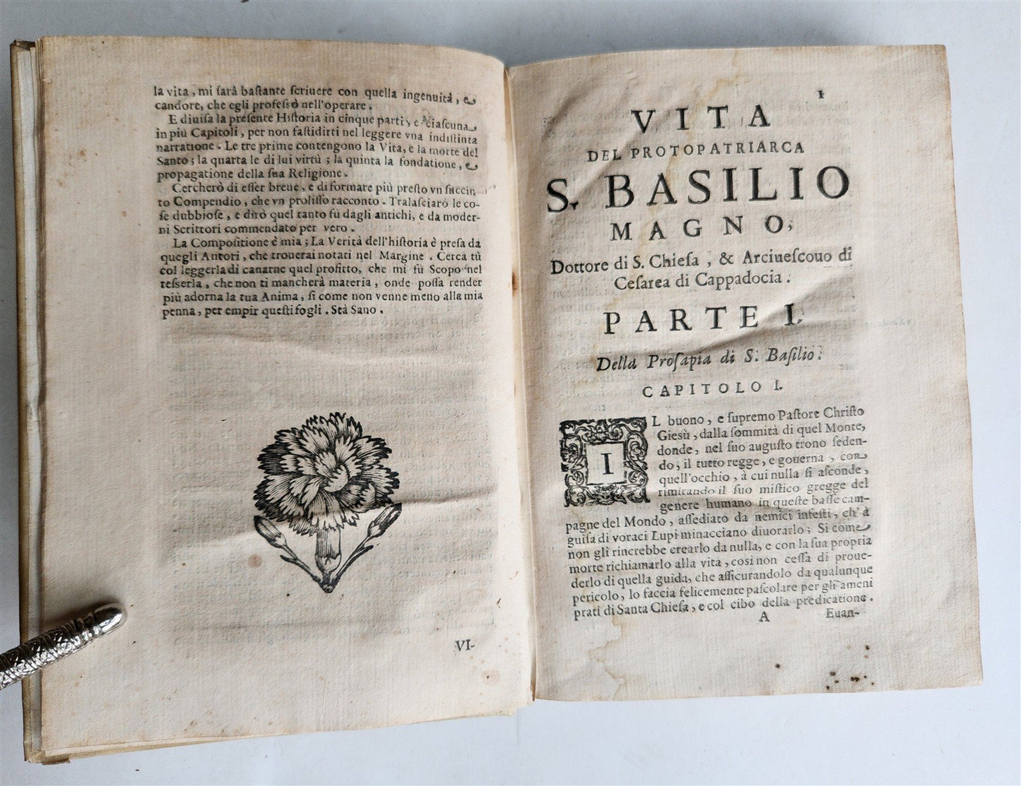 1658 LIFE of BASIL the GREAT antique VELLUM BINDING w/ COAT of ARMS provenance