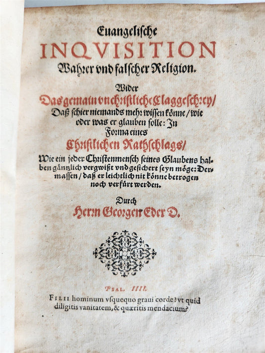 1580 EVANGELICAL INQUISITION in GERMAN antique VELLUM BINDING