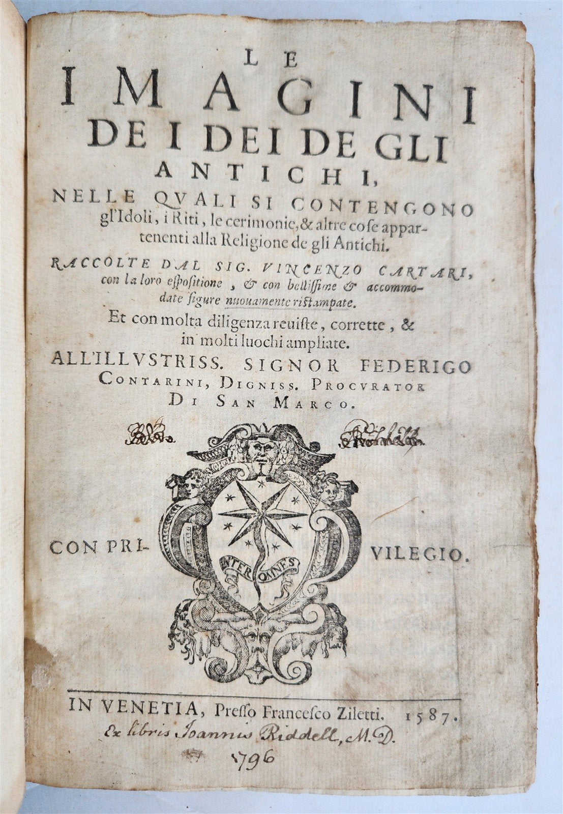 1587 GODS of ANCIENTS antique ILLUSTRATED w/87 ENGRAVINGS idols rites ceremonies