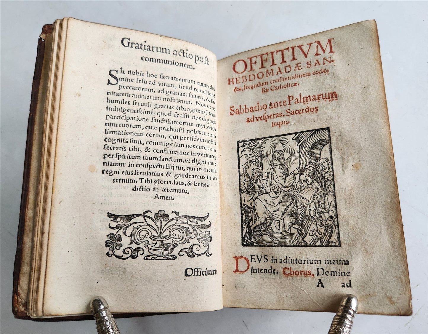 1571 LITURGY ILLUSTRATED Office of Holy Week antique ORIGINAL 16th CENT. BINDING