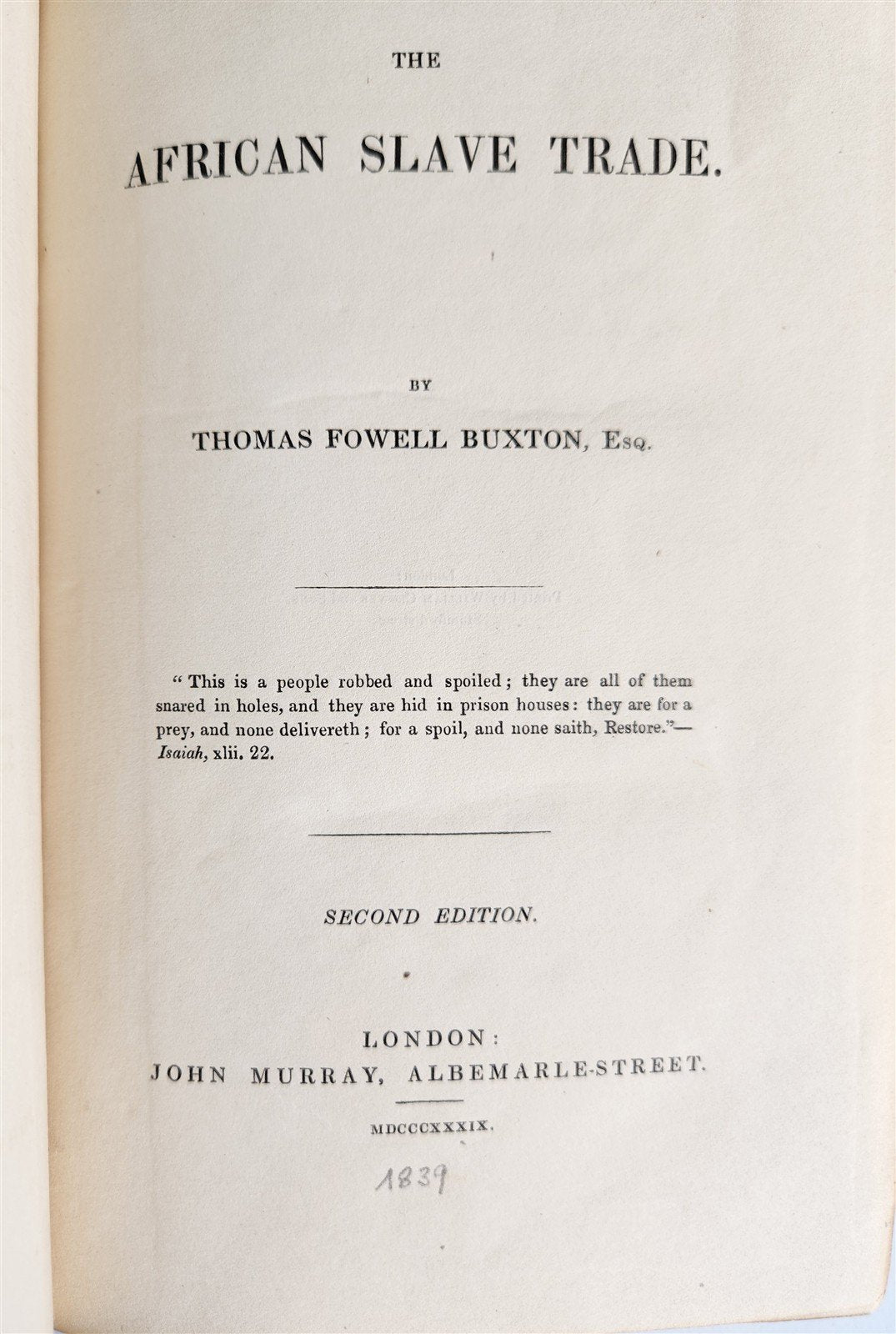 1839 AFRICAN SLAVE TRADE by Thomas Fowell Buxton antique in ENGLISH