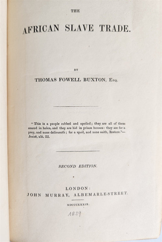 1839 AFRICAN SLAVE TRADE by Thomas Fowell Buxton antique in ENGLISH