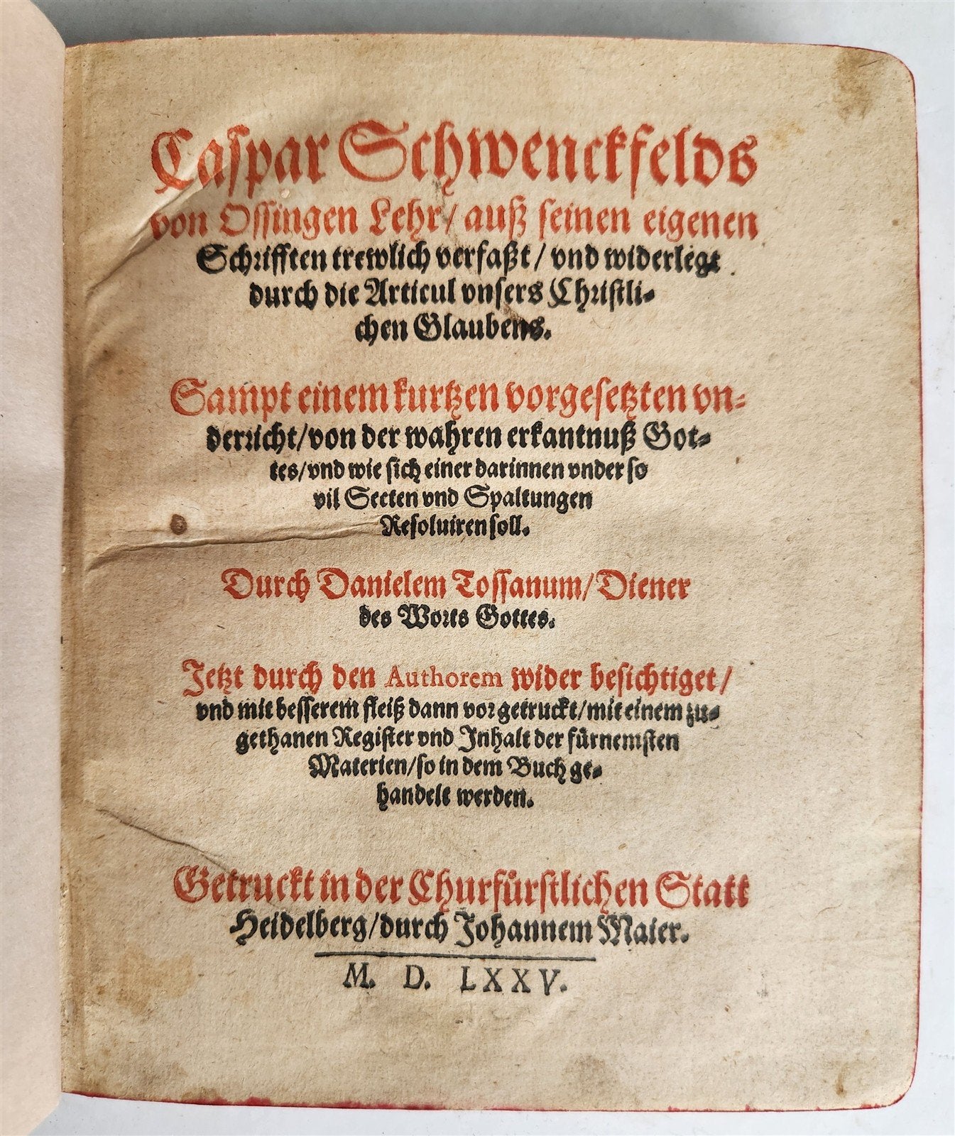1575 THEOLOGY by D. TOSSANUS in GERMAN antique