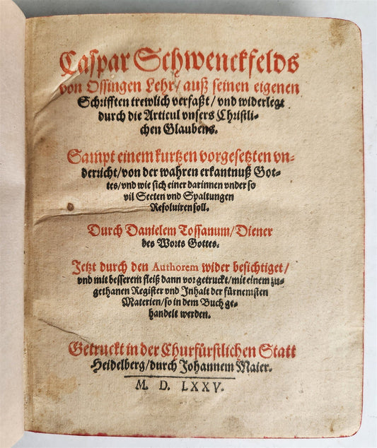 1575 THEOLOGY by D. TOSSANUS in GERMAN antique