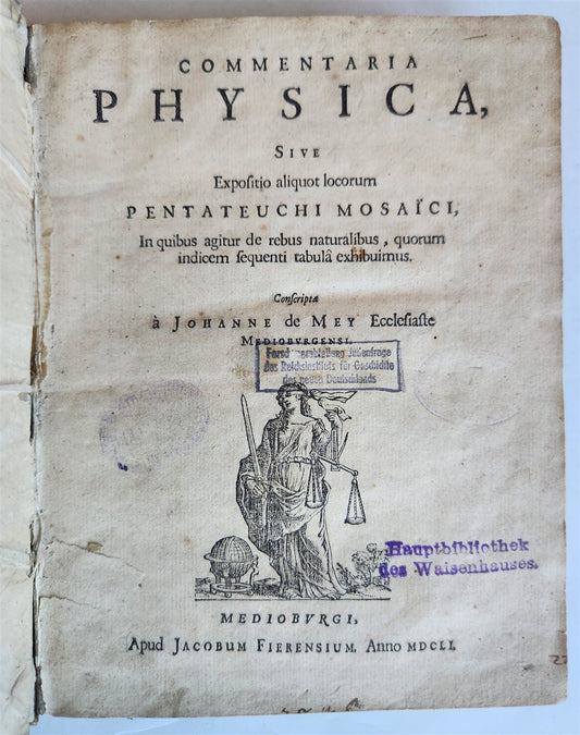 1651 COMMENTARIA PHYSICA by JOHANN MEY antique