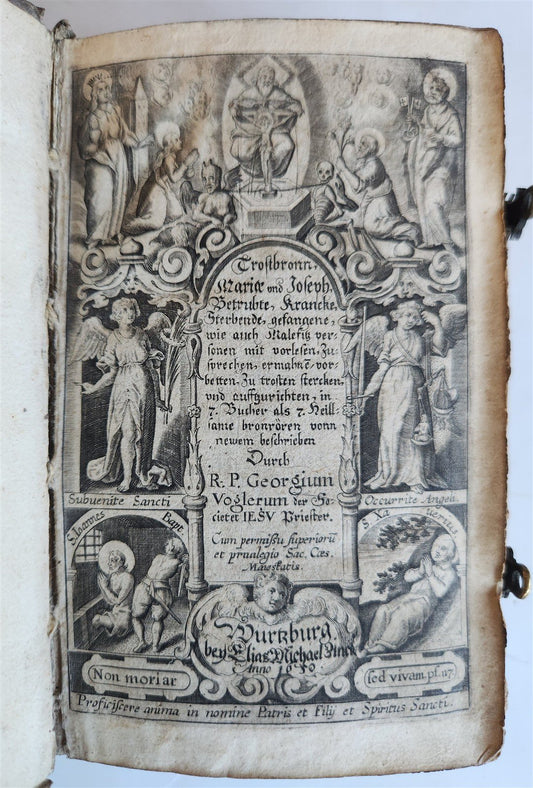 1650 PRAYER BOOK Vogler ILLUSTRATED antique DECORATIVE PIGSKIN BINDING w/ CLASPS