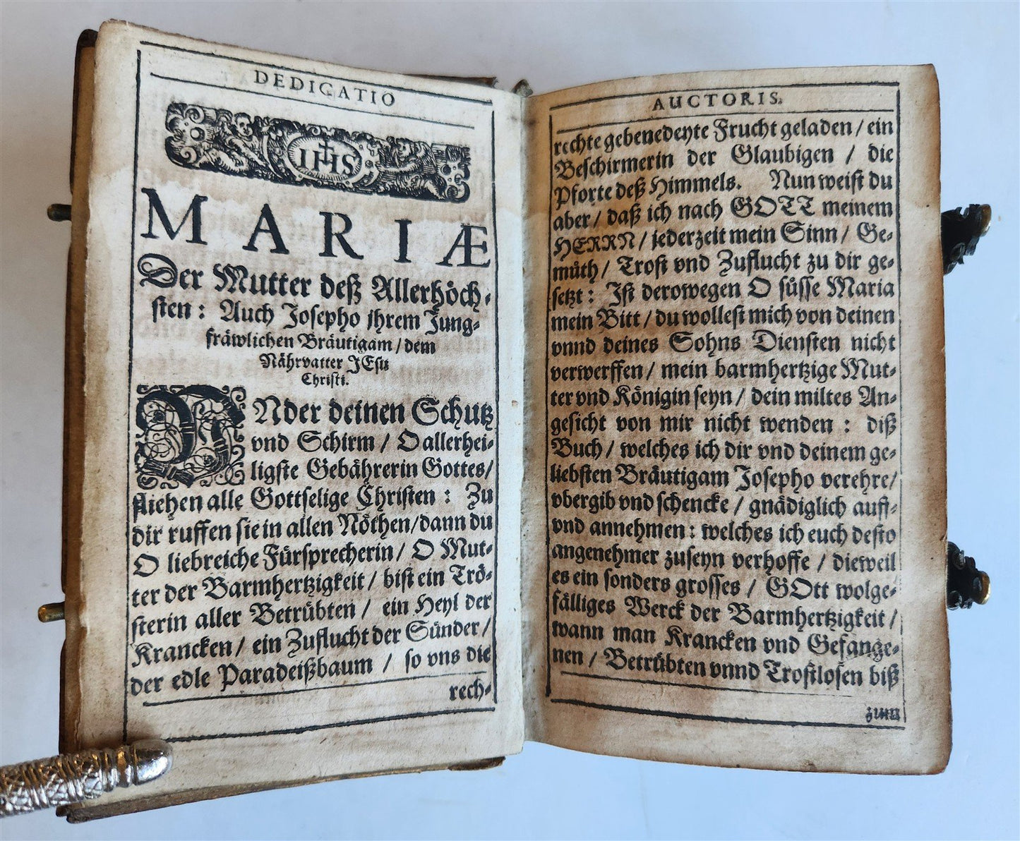 1650 PRAYER BOOK Vogler ILLUSTRATED antique DECORATIVE PIGSKIN BINDING w/ CLASPS