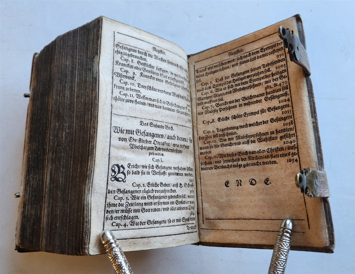 1650 PRAYER BOOK Vogler ILLUSTRATED antique DECORATIVE PIGSKIN BINDING w/ CLASPS