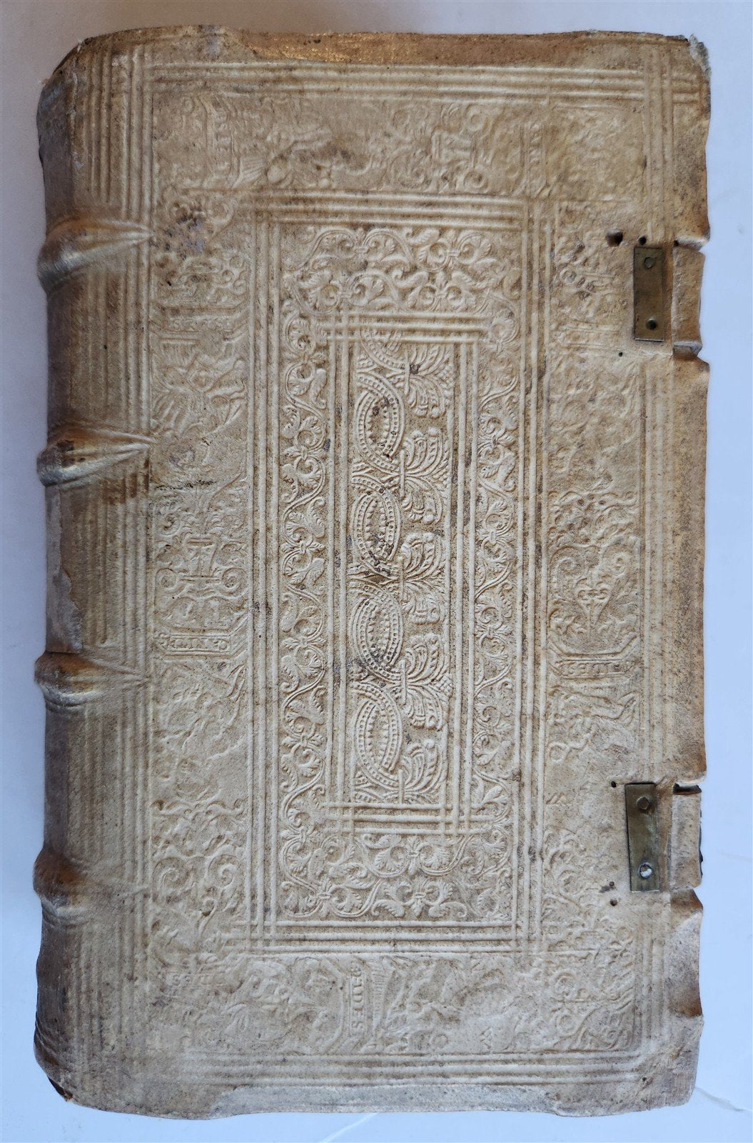 1583 CATHERINA of SIENA ITALIAN MYSTIC antique AMAZING PIGSKIN BINDING w/CLASPS
