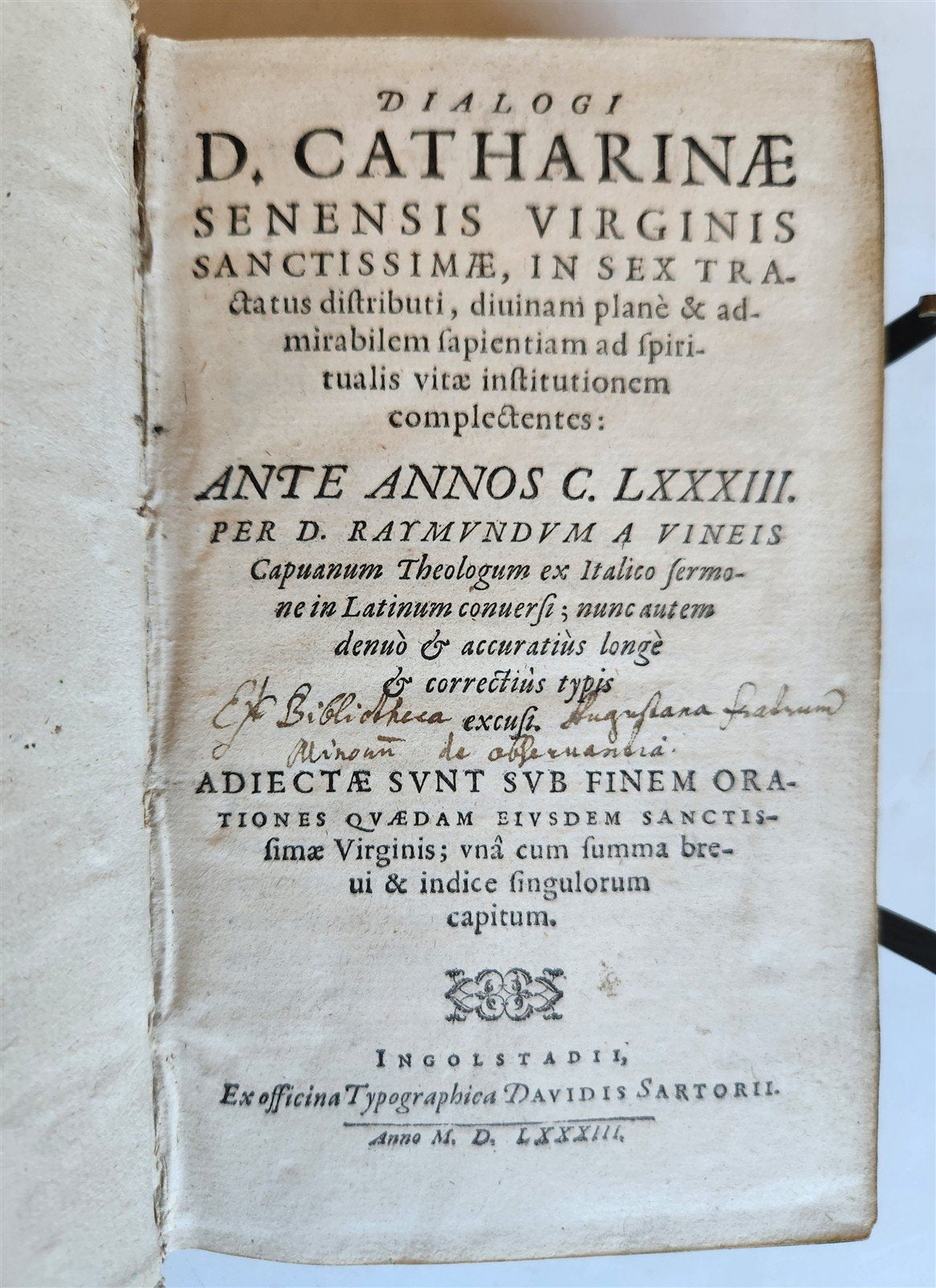 1583 CATHERINA of SIENA ITALIAN MYSTIC antique AMAZING PIGSKIN BINDING w/CLASPS