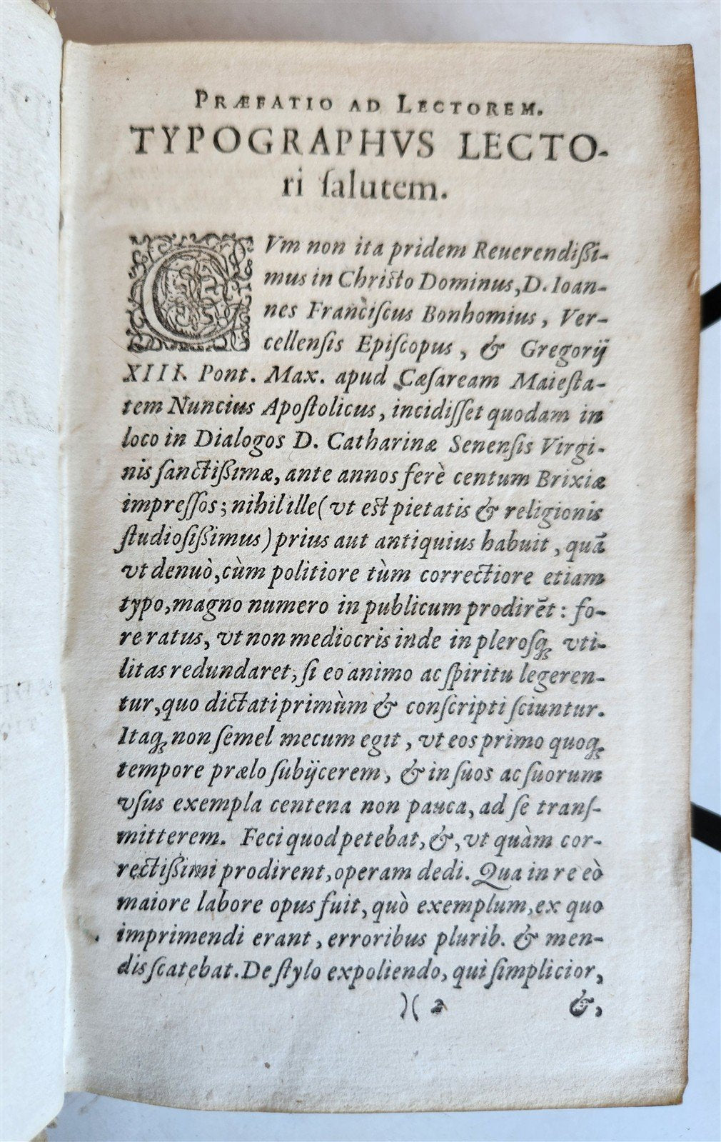 1583 CATHERINA of SIENA ITALIAN MYSTIC antique AMAZING PIGSKIN BINDING w/CLASPS