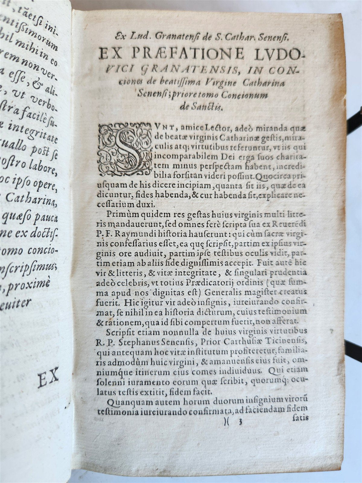 1583 CATHERINA of SIENA ITALIAN MYSTIC antique AMAZING PIGSKIN BINDING w/CLASPS