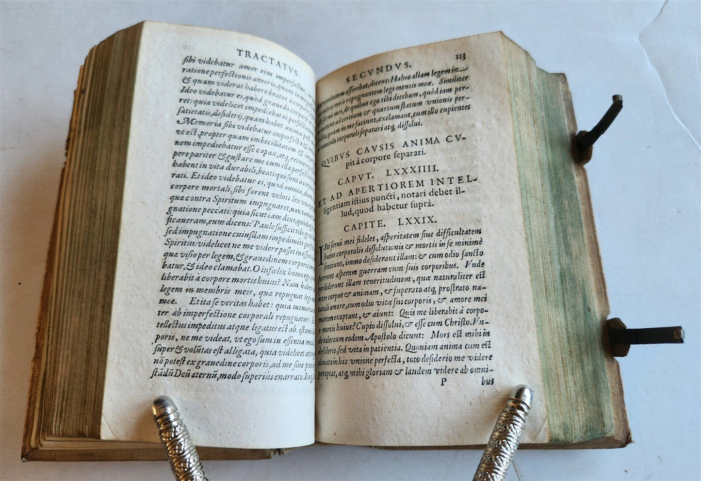 1583 CATHERINA of SIENA ITALIAN MYSTIC antique AMAZING PIGSKIN BINDING w/CLASPS