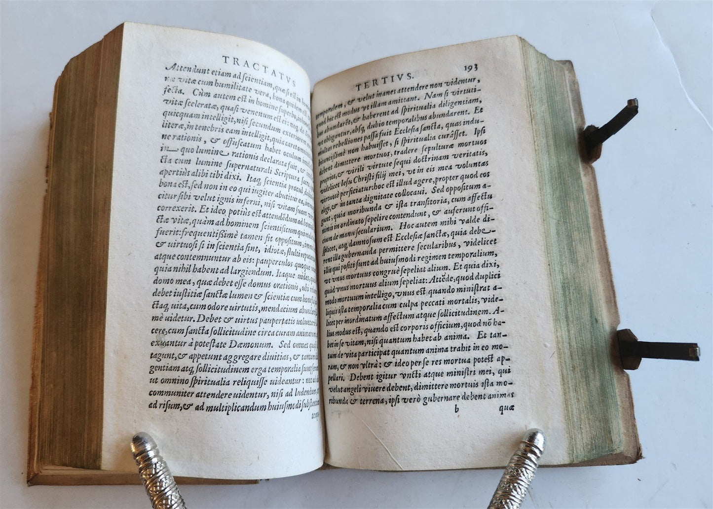 1583 CATHERINA of SIENA ITALIAN MYSTIC antique AMAZING PIGSKIN BINDING w/CLASPS