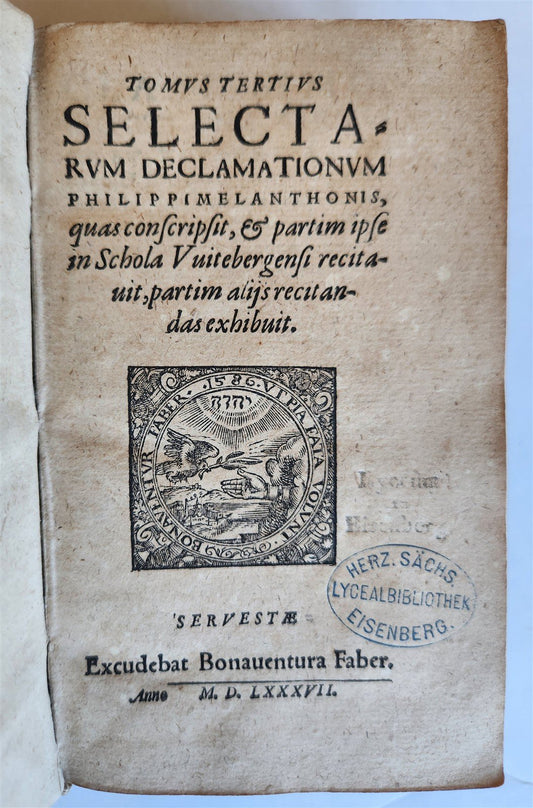 1587 Philip Melanchthon WORKS antique VELLUM BINDING 16th CENTURY