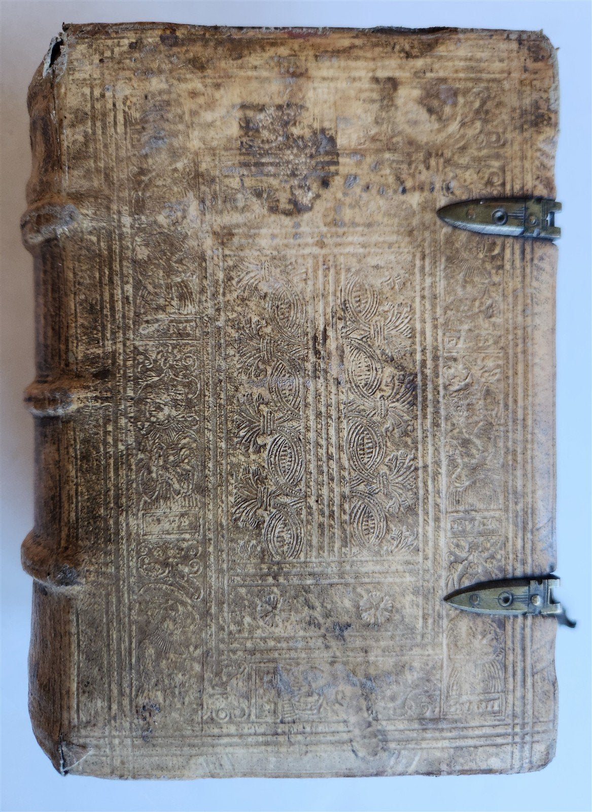 1567 CATECHISMUS ROMANUS antique PIGSKIN over WOOD BINDING 16th CENTURY