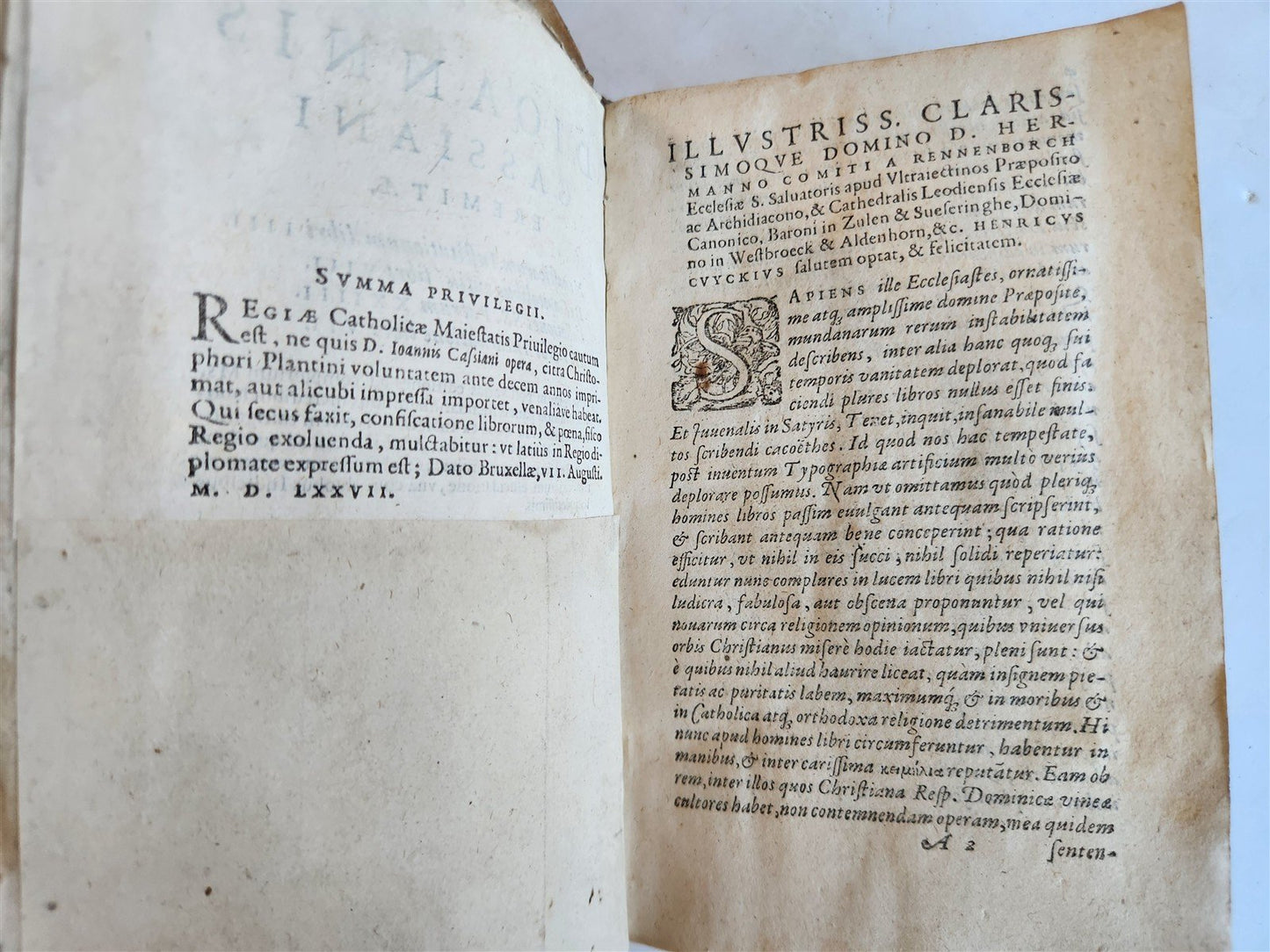1578 WORK by JOHN CASSIAN antique VELLUM 16th CENTURY Monasticarum institutionum