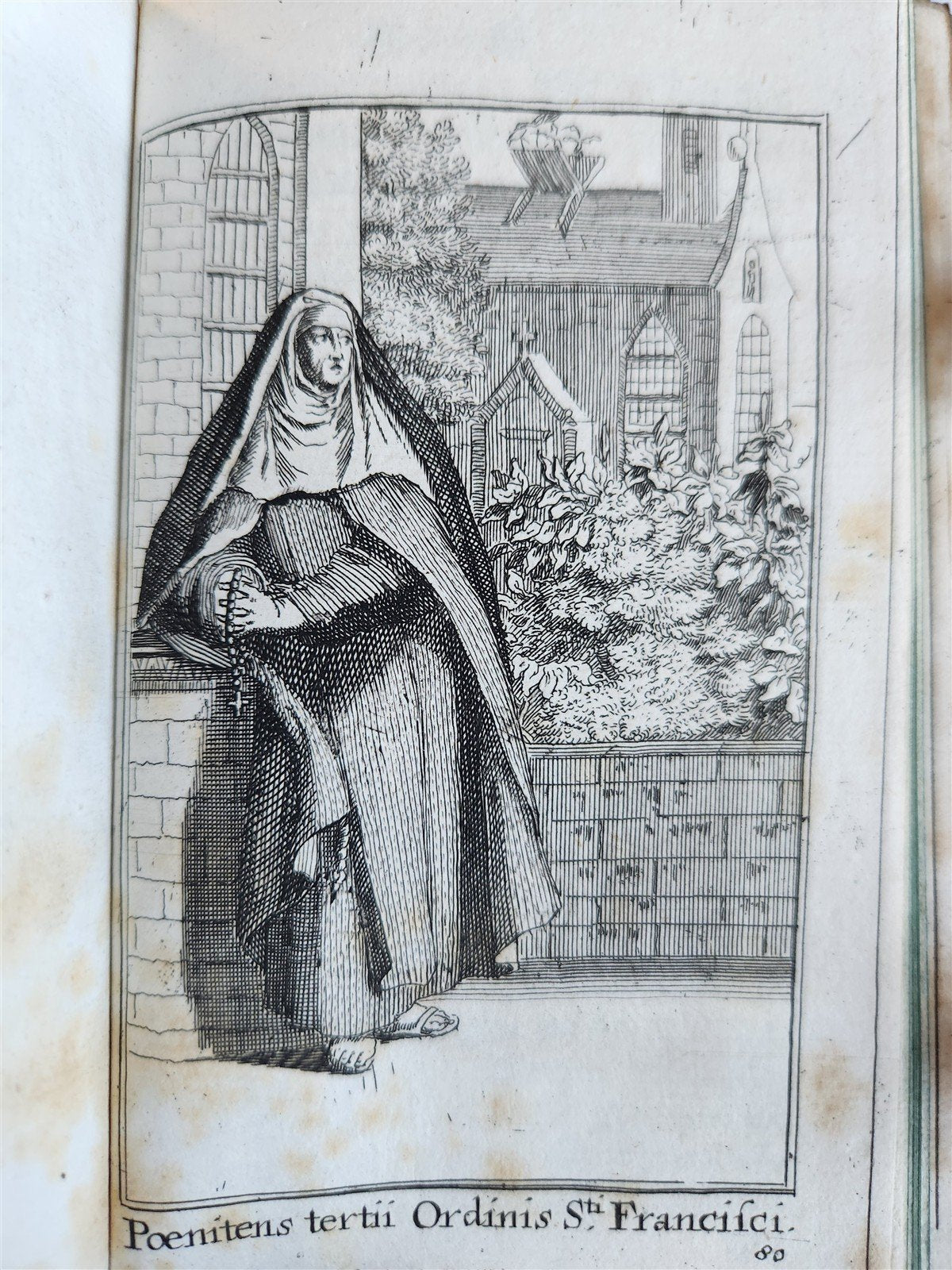 1692 HISTORY of RELIGIOUS ORDERS ILLUSTRATED w/ 164 ENGRAVINGS antique VELLUM