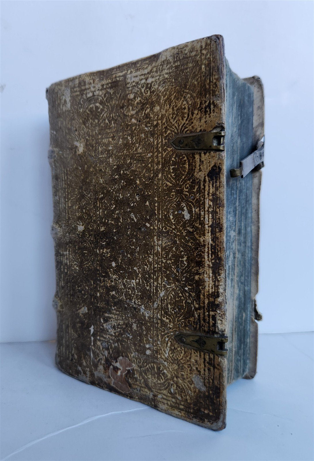 1608 SERMONS by JEAN QUINTIN antique PIGSKIN over WOOD BINDING