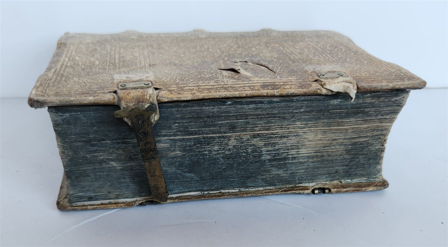 1608 SERMONS by JEAN QUINTIN antique PIGSKIN over WOOD BINDING