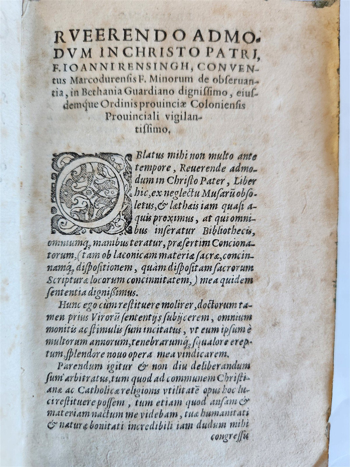 1608 SERMONS by JEAN QUINTIN antique PIGSKIN over WOOD BINDING