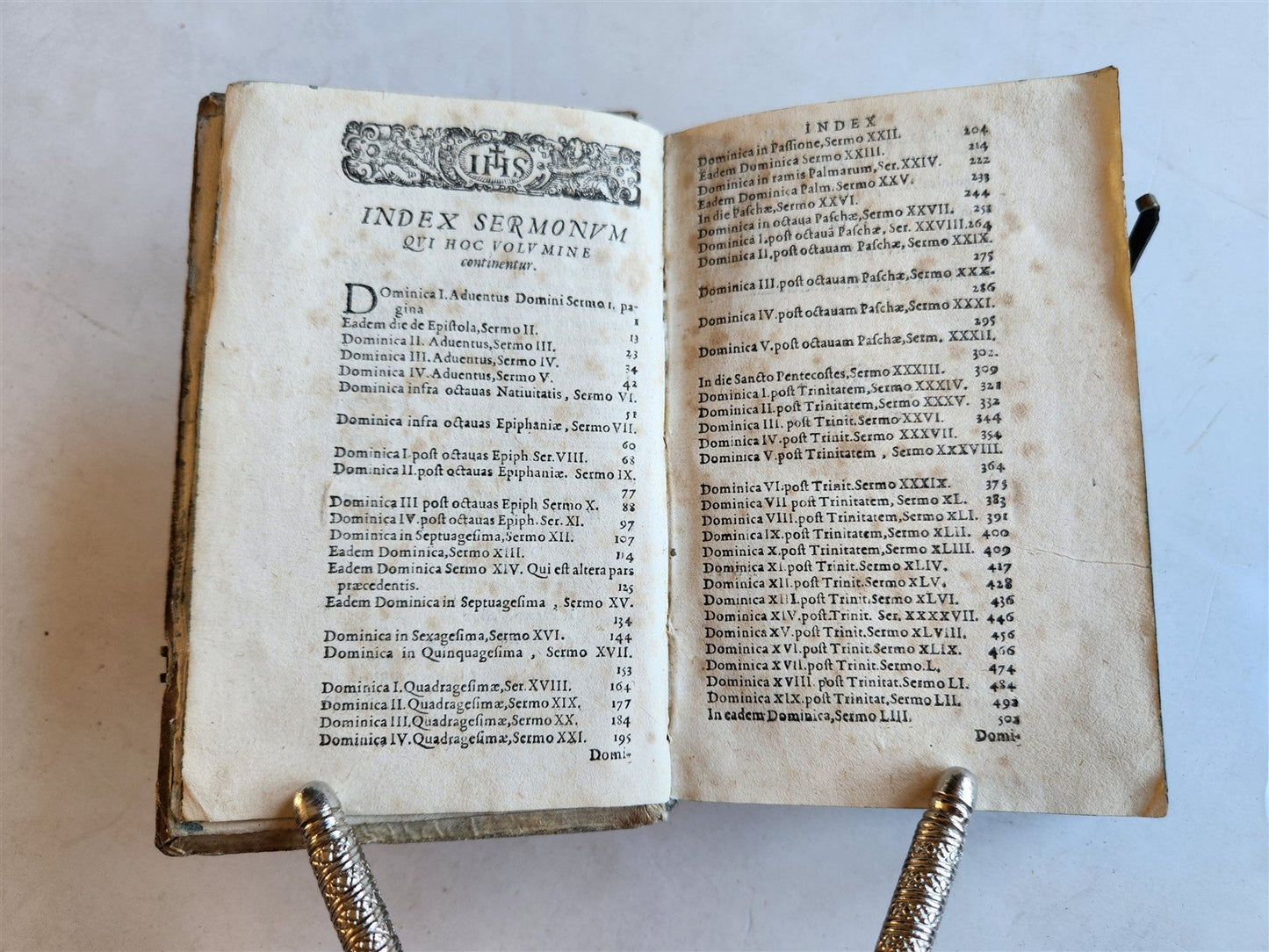 1608 SERMONS by JEAN QUINTIN antique PIGSKIN over WOOD BINDING