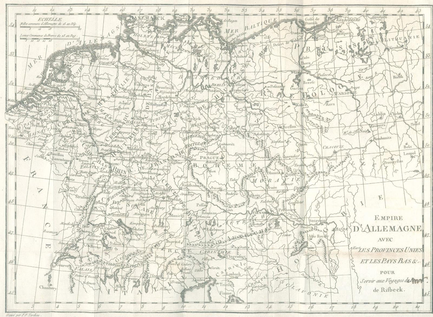 1792 TRAVELS TO GERMANY by RISBECK 3 VOLS antique Voyages en Allemagne w/ MAP