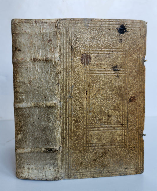 1691 Gradus ad Parnassum antique decorative PIGSKIN BINDING poetical dictionary