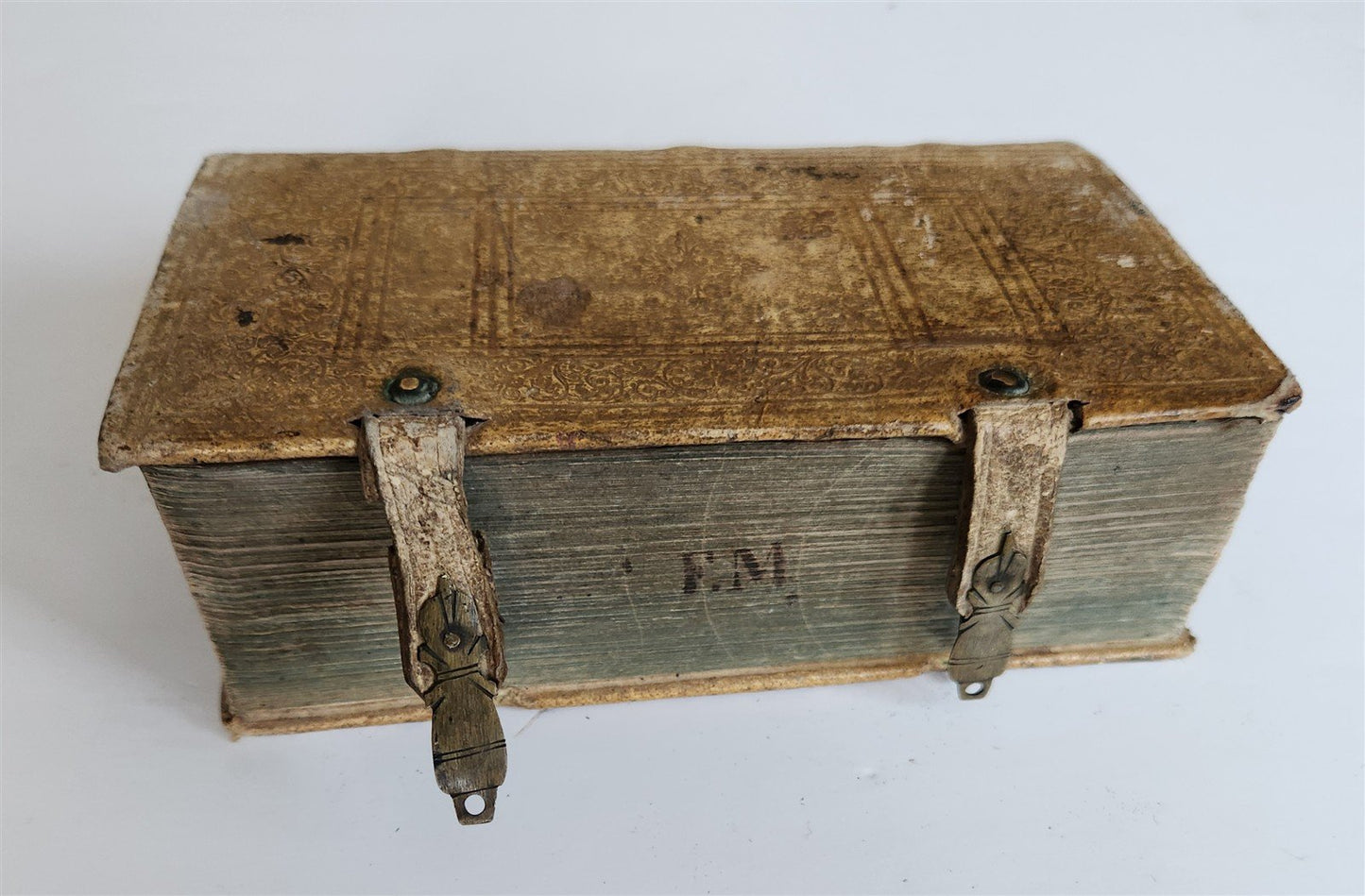 1691 Gradus ad Parnassum antique decorative PIGSKIN BINDING poetical dictionary