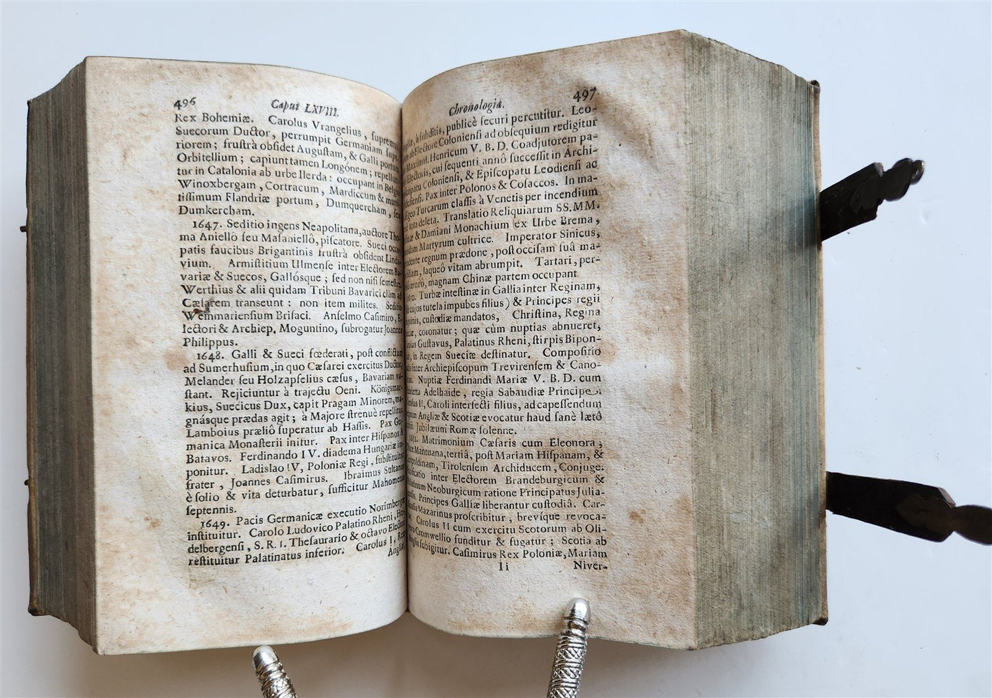 1680 ART & SCIENCE ENCYCLOPEDIA antique decorative PIGSKIN BINDING w/ CLASPS