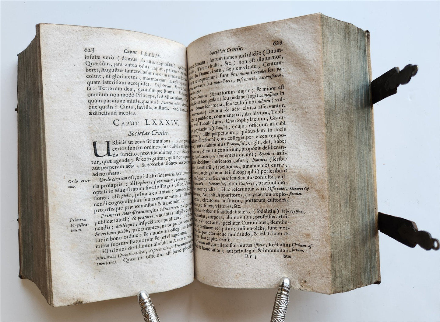 1680 ART & SCIENCE ENCYCLOPEDIA antique decorative PIGSKIN BINDING w/ CLASPS