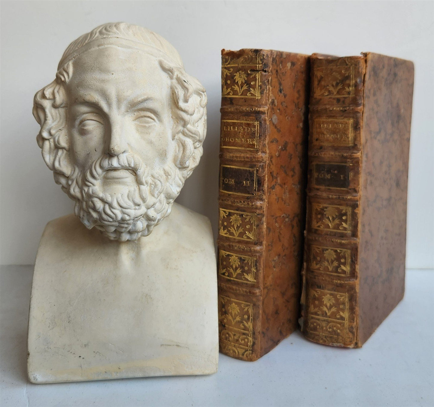 1776 ILLIAD by HOMER 2 VOLUMES in FRENCH antique