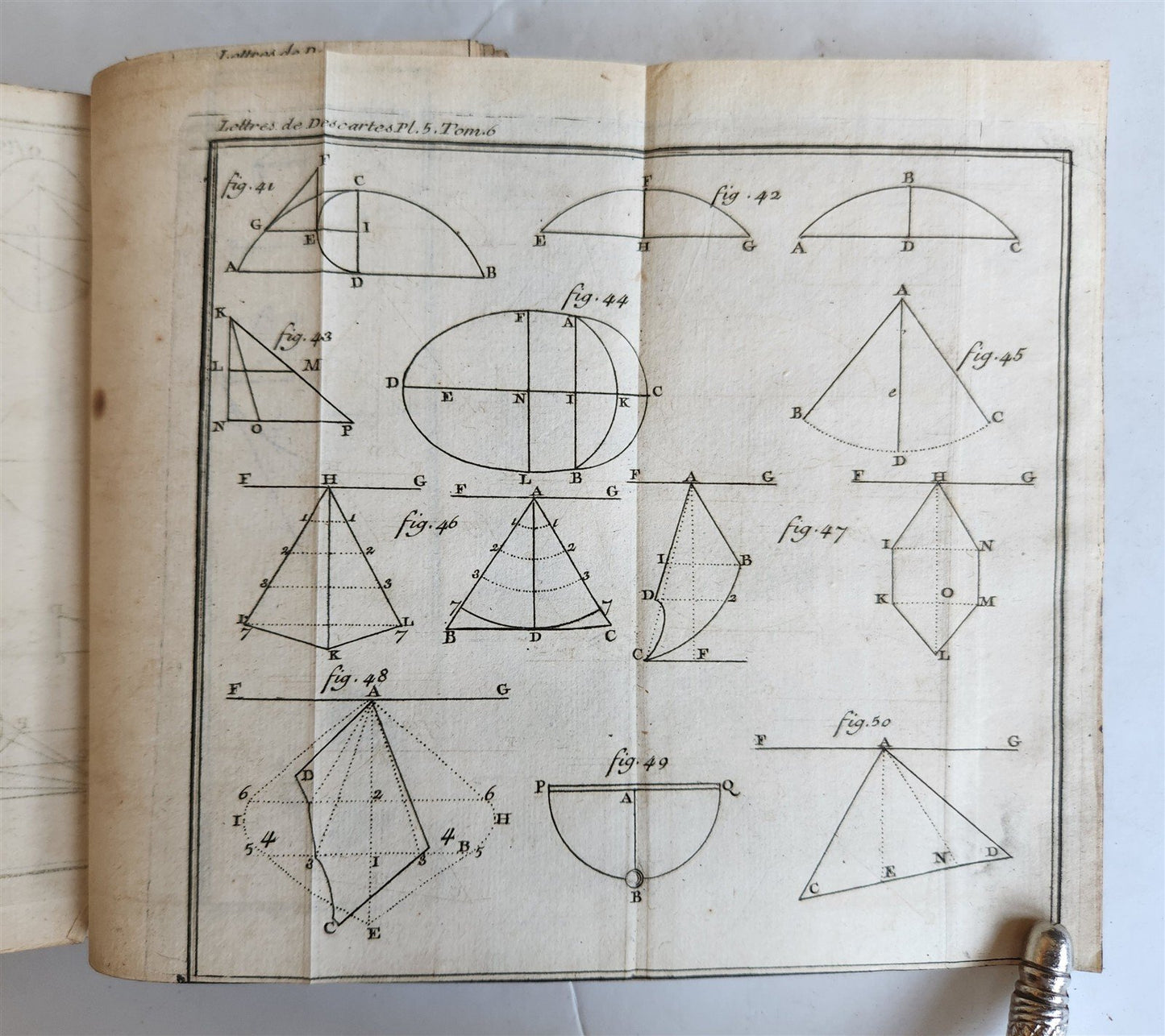1724 DESCARTES 5 VOLS antique ILLUSTRATED physics medicine mathematics LETTERS