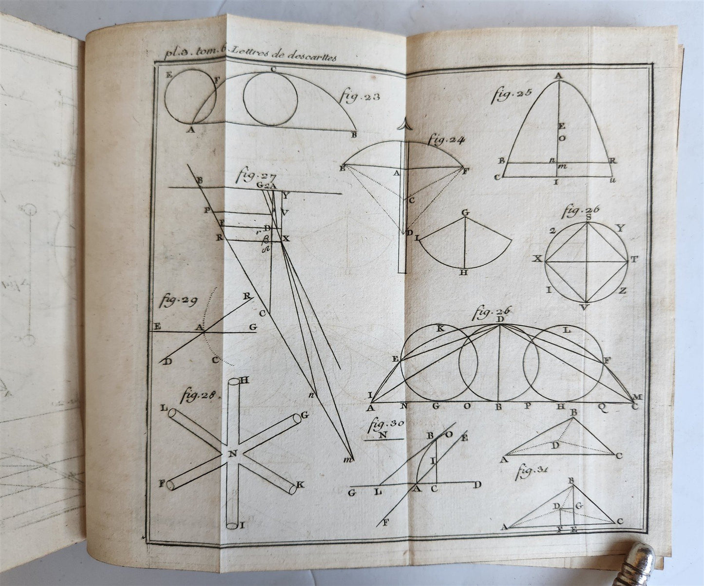1724 DESCARTES 5 VOLS antique ILLUSTRATED physics medicine mathematics LETTERS
