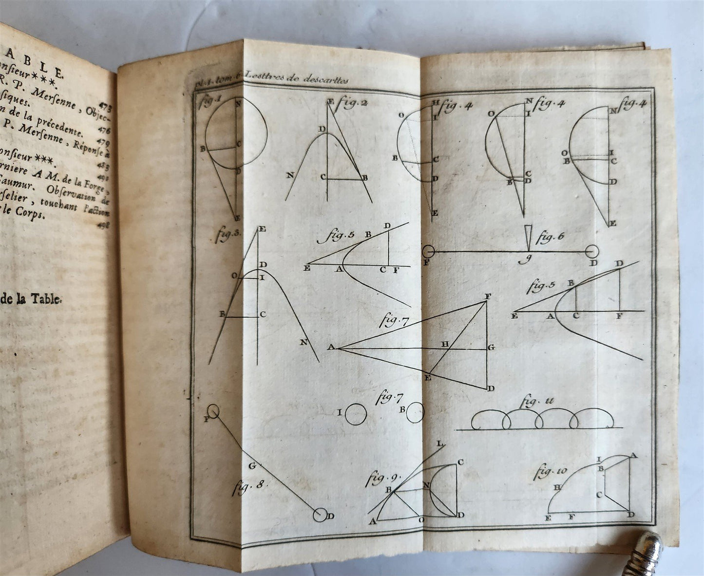 1724 DESCARTES 5 VOLS antique ILLUSTRATED physics medicine mathematics LETTERS