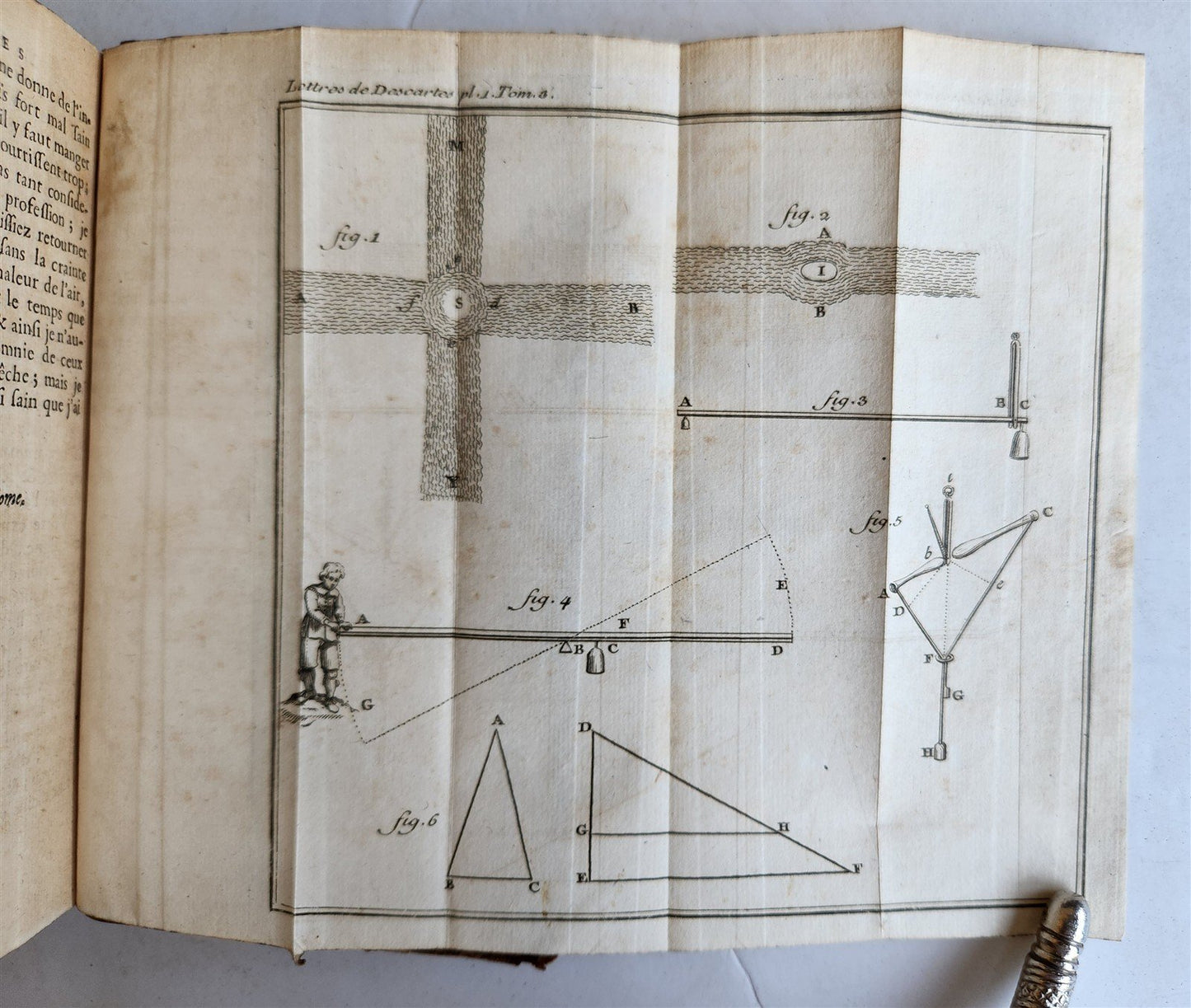 1724 DESCARTES 5 VOLS antique ILLUSTRATED physics medicine mathematics LETTERS