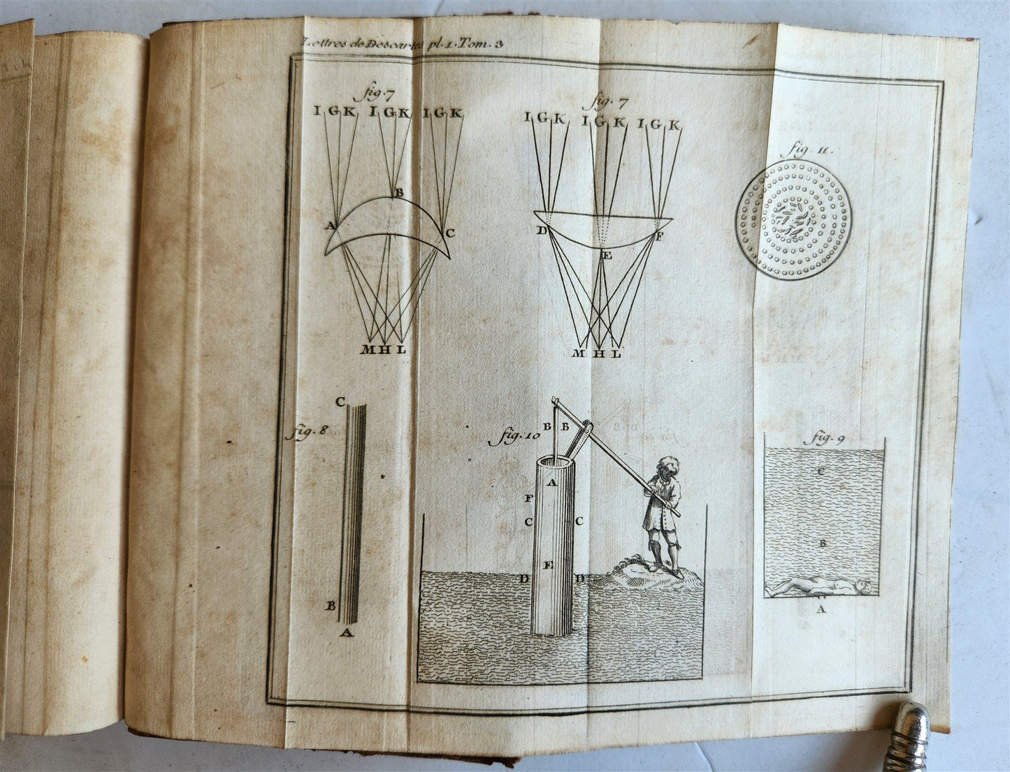 1724 DESCARTES 5 VOLS antique ILLUSTRATED physics medicine mathematics LETTERS