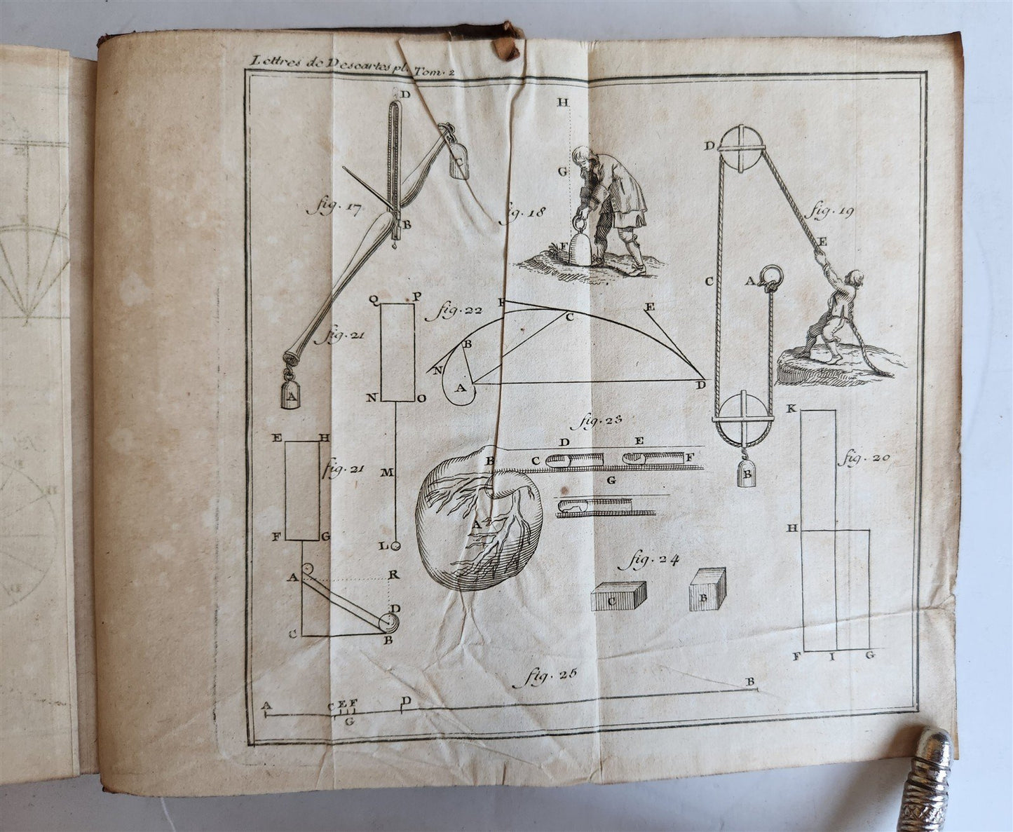 1724 DESCARTES 5 VOLS antique ILLUSTRATED physics medicine mathematics LETTERS