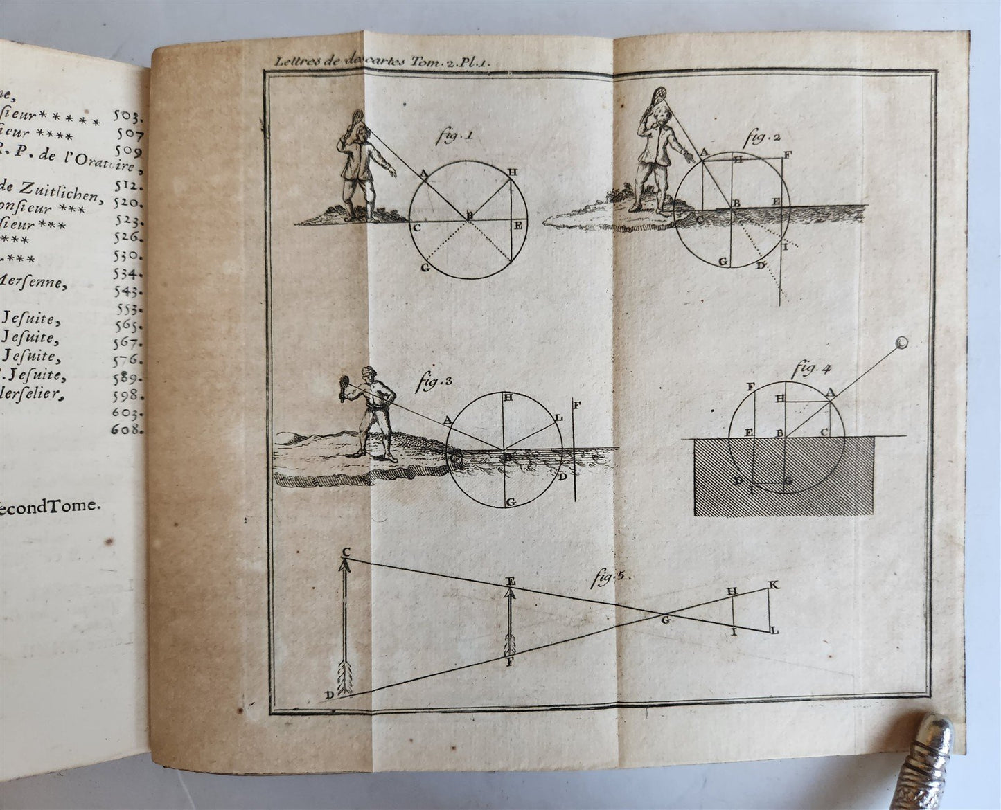 1724 DESCARTES 5 VOLS antique ILLUSTRATED physics medicine mathematics LETTERS