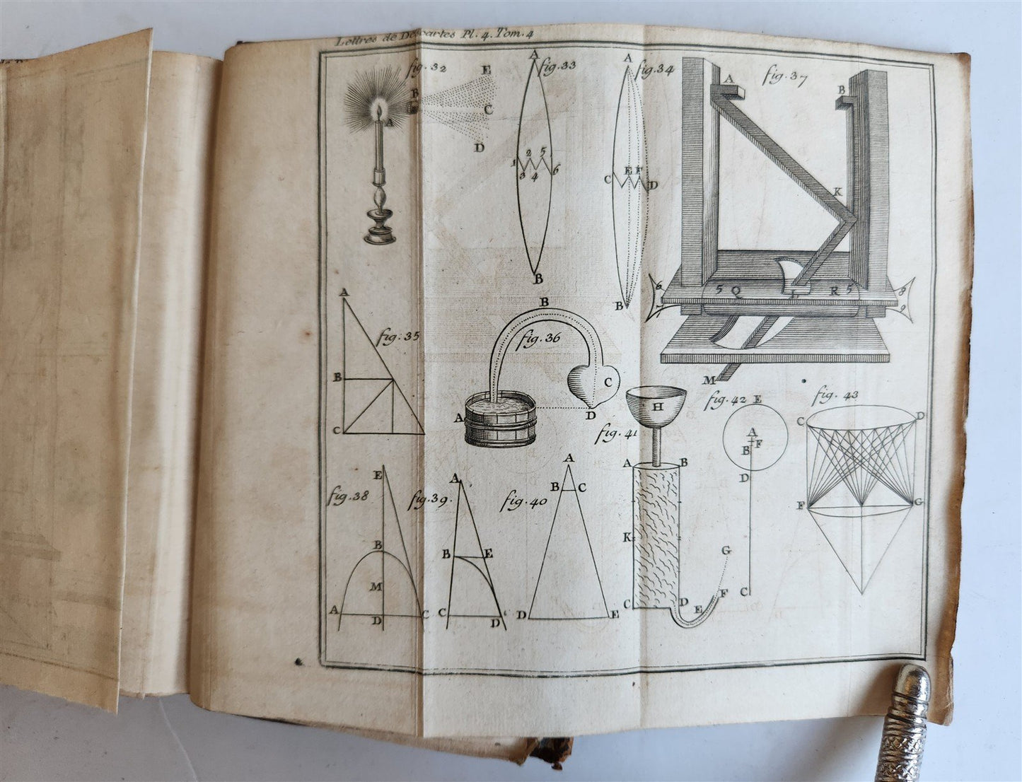 1724 DESCARTES 5 VOLS antique ILLUSTRATED physics medicine mathematics LETTERS
