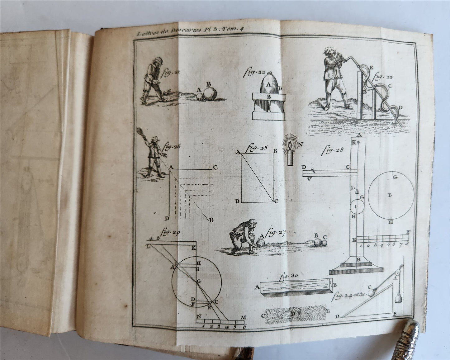 1724 DESCARTES 5 VOLS antique ILLUSTRATED physics medicine mathematics LETTERS