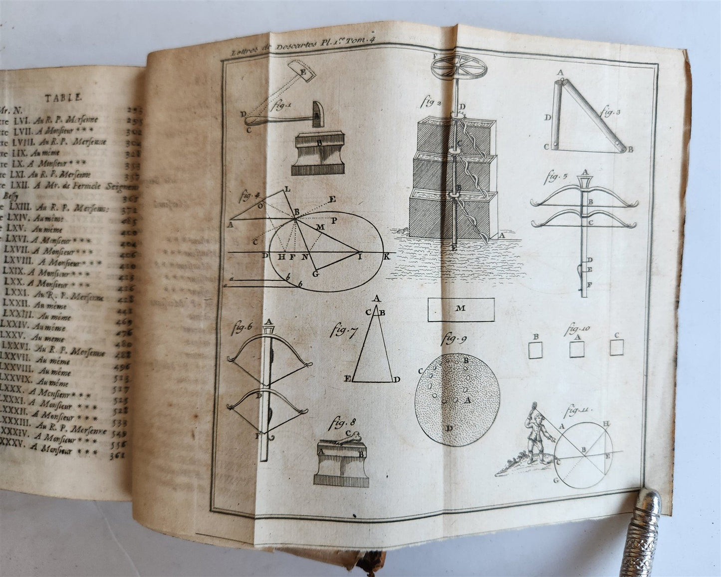 1724 DESCARTES 5 VOLS antique ILLUSTRATED physics medicine mathematics LETTERS