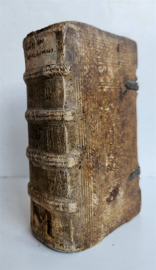 1589 CATECHISM in GERMAN by Michaelis Petrus antique PIGSKIN ILLUSTRATED 16th C.