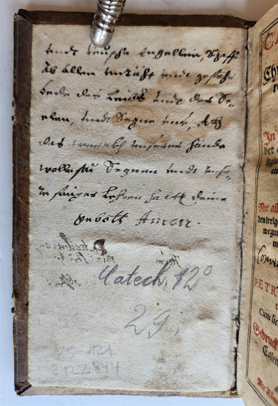 1589 CATECHISM in GERMAN by Michaelis Petrus antique PIGSKIN ILLUSTRATED 16th C.