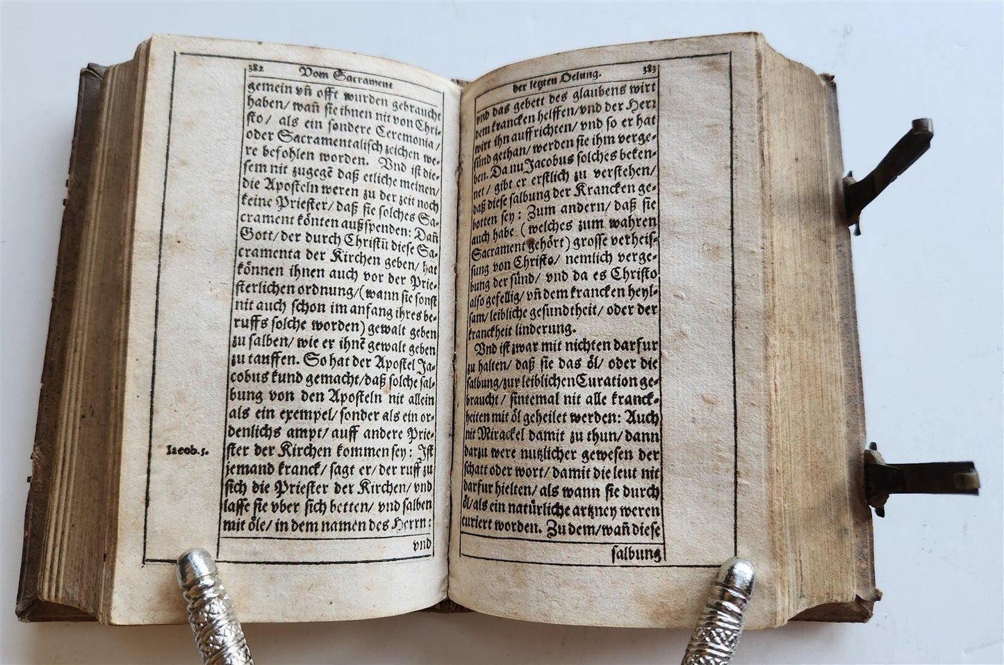 1589 CATECHISM in GERMAN by Michaelis Petrus antique PIGSKIN ILLUSTRATED 16th C.