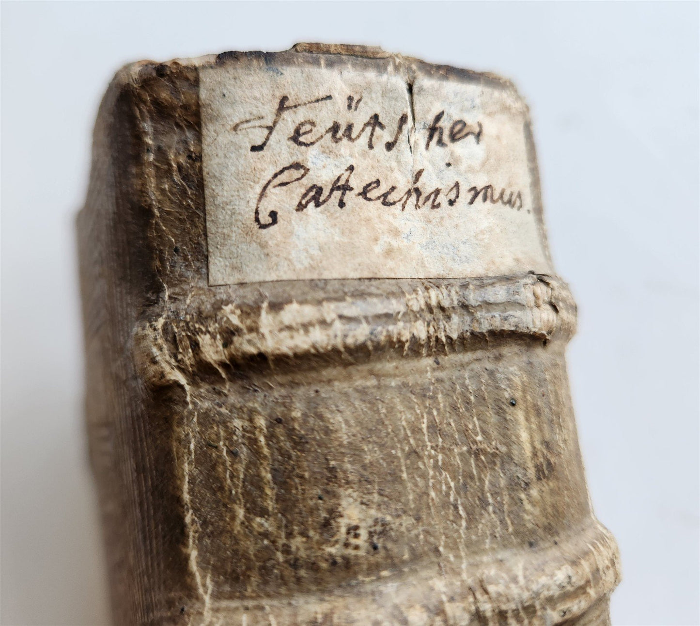 1589 CATECHISM in GERMAN by Michaelis Petrus antique PIGSKIN ILLUSTRATED 16th C.