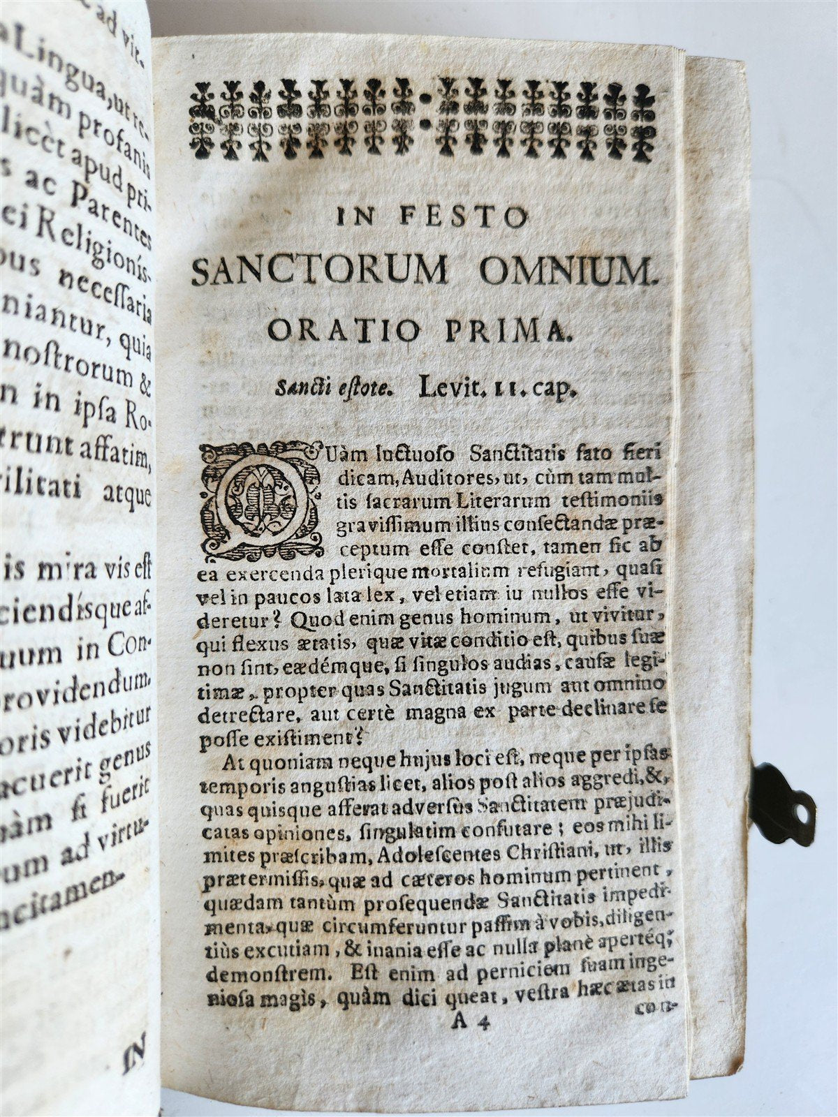 1730 Bibliotheca rhetorum in LATIN antique DECORATIVE PIGSKIN over WOOD BINDING