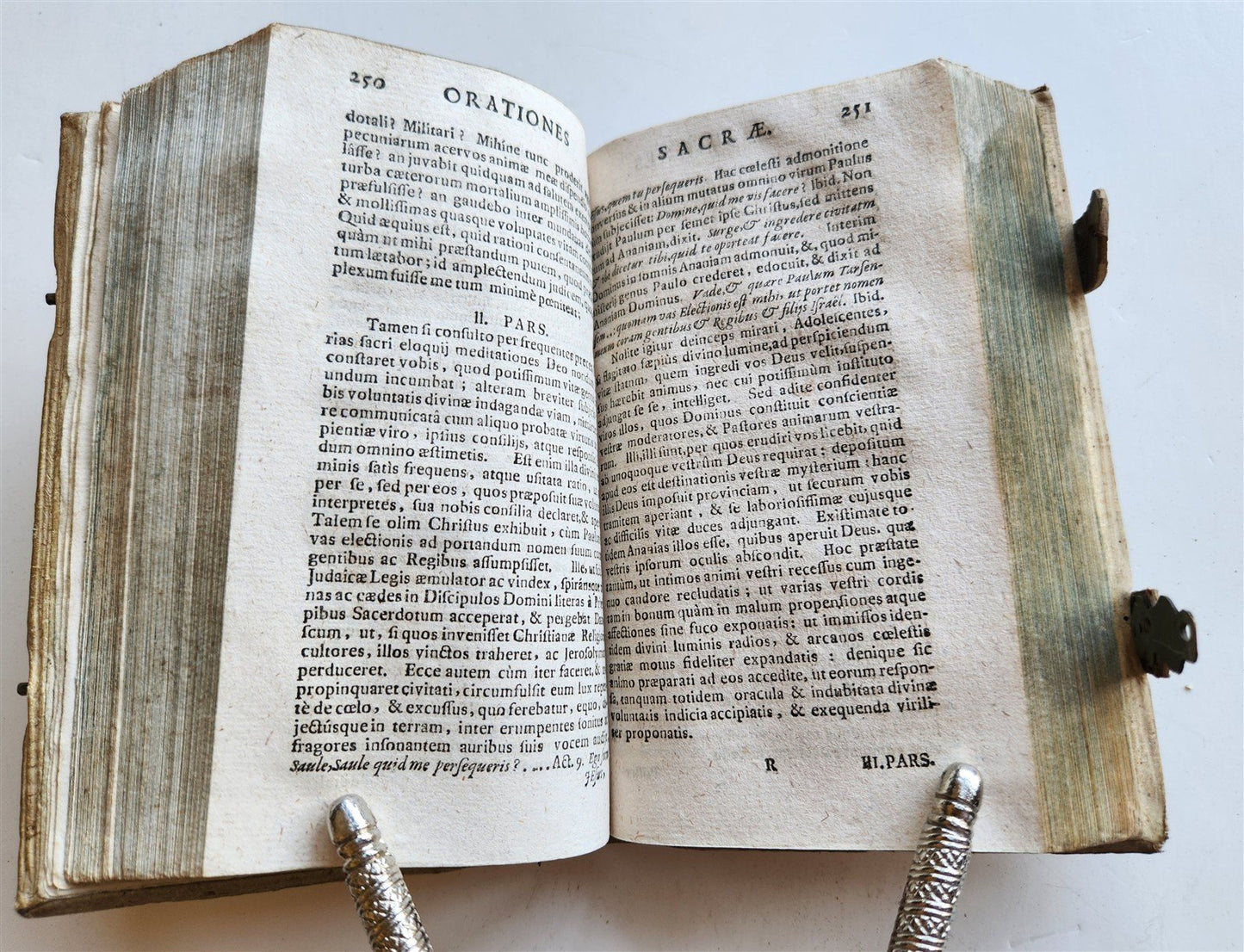 1730 Bibliotheca rhetorum in LATIN antique DECORATIVE PIGSKIN over WOOD BINDING